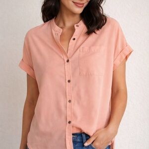 Lands' End Women's Coral Button-Down Shirt